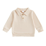 Toddler Baby Boy Long Sleeve Shirt Waffle Knit Fall Clothes Solid Color Polo Pullover Top Sweatshirt (Apricot, 18-24 Months)