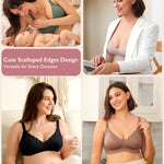 Momcozy Nursing Bras for Breastfeeding, Seamless Pregnancy Maternity Bra Wireless Classic Jelly Strip Support Nursing Bra Black