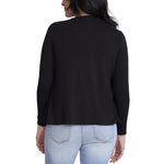 Motherhood Maternity Women's Long Sleeve Scoop Neck Tulip Nursing Tee Shirt for Breastfeeding with Easy Access, Jet Black, Medium