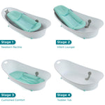 Contours Oasis 4-in-1 Baby Bathtub, Infant Bath Seat, Newborn Toddler Support, Portable, Quick-Dry Mesh Pad, Grow-with-Me, Comfortable, Cleanable, Compact, Non-Slip Base, Blue and White, 0-24 Months
