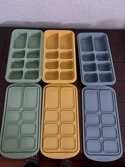 Palksky Silicone Freezer Tray with Lid, Silicone Freezer molds Leakproof Individual Seal Rings for Puree, Breast Milk & Homemade Meals (Yellow)