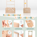 Wooden Baby Shower Crate Closet-Baby Shower Basket with Handle Hanger Rack String Lights Welcome Gift Basket Wooden Crate for Baby Shower Newborn Boys Girls Pregnancy Gifts for New Parents X-Large