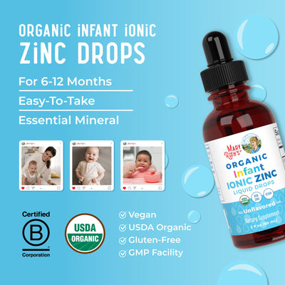 MaryRuth Organics Infant Liquid Ionic Zinc with Organic Glycerin, Zinc Sulfate for Immune Support, Vegan, Formulated for Ages 0-12 Months, 1 Month Supply, 2 Fl Oz
