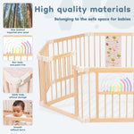 Foldable Wooden playpen,Baby Playpen,playpen for Babies and Toddlers,Baby Activity Center with Baby Gate,Portable Large playpen with Adjustable Shape and Size,Baby Fence Play Area (56x56x24inches)
