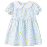 pureborn Baby Toddler Girls Woven Dress Short Sleeve Cotton Peter Pan Collar Dress Summer Playwear Dresses Light Blue Floral 18-24 Months