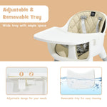 BABY JOY High Chair, 5 in 1 Convertible Highchair for Babies & Toddlers | Booster Seat | Table and Chair Set | Infant Feeding Chair with Removable Tray, Safety Harness, Removable Cushion (Beige)