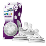 Philips Avent baby bottle nipples packaging with nipples displayed in front