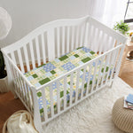 Horaldaily 2 Pack Fitted Crib Sheet for Boys Girls,Soft Breathable Washable Jersey Microfiber Baby Crib Sheet, Fits Standard Size Crib Mattress 28in x 52in, Floral Plaid Nursery Sheet Green/Yellow