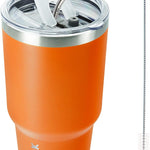 BJPKPK 30oz Stainless Steel Tumbler Color Block Insulated Tumblers Cup with Lid and Straw, Double Walled Travel Coffee Mug,Mint