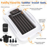 Abdtech Inflatable Toddler Travel Bed - Portable Toddler Kids Travel Bed with Safety Sides Complete Kids Air Mattress Set with High-Speed Pump, Ideal for Vacation Camping and Sleepover (60 Inches)