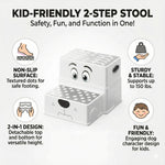 UNCLE WU 2 Step Stool for Kids & Toddlers - Anti-Slip Potty Training Stool for Bathroom Sink, Toilet & Kitchen, Kids Poop Stool, Lightweight & Sturdy (with 2 Ducks)