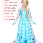 Spooktacular Creations Halloween Kids Ice Princess Dresses, Light-Up Princess Costume for Girls, Sequin Snowflake Long Cape Gown for Toddler Birthday, Halloween Dress-Up Party (3T, 3-4 yrs)