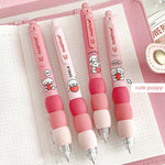 MOZXIRZ 4 Pcs Cute Gel Pens Aesthetic Retractable Pens Cartoon Soft Grip Pen 0.5mm Black Ink Pen Kawaii Office School Pens Supplies for Women Men (Pink Puppy)