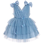 IMEKIS Butterfly Dress for Girls: 2nd 3rd Birthday Outfit Cake Smash Kids Princess Formal Toddler Easter Dress Baby Flower Tutu Tulle Tea Party Graduation Wedding Dusty Blue Butterfly 2-3T