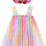 BGFKS Layered Tulle Tutu Dress for Toddler Girls,Baby Girl Rainbow Tutu Princess Skirt Set with Flower Headband.