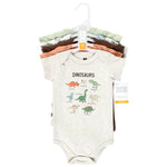 Hudson Baby Unisex Baby Cotton Bodysuits, Dinosaur Adventures 5-Pack, 6-9 Months