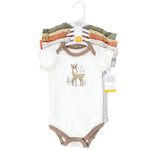 Hudson Baby Unisex Baby Cotton Bodysuits, Forest Deer 5-Pack, 3-6 Months