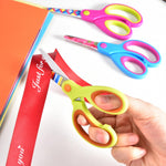 Zicolu Kids Scissors Set, Safety Children Scissors with Blunt-Tip Floral Print Blade and Soft Grip, Great for DIY, Arts, Home, School Classroom Use, Blue/Purple/Yellow