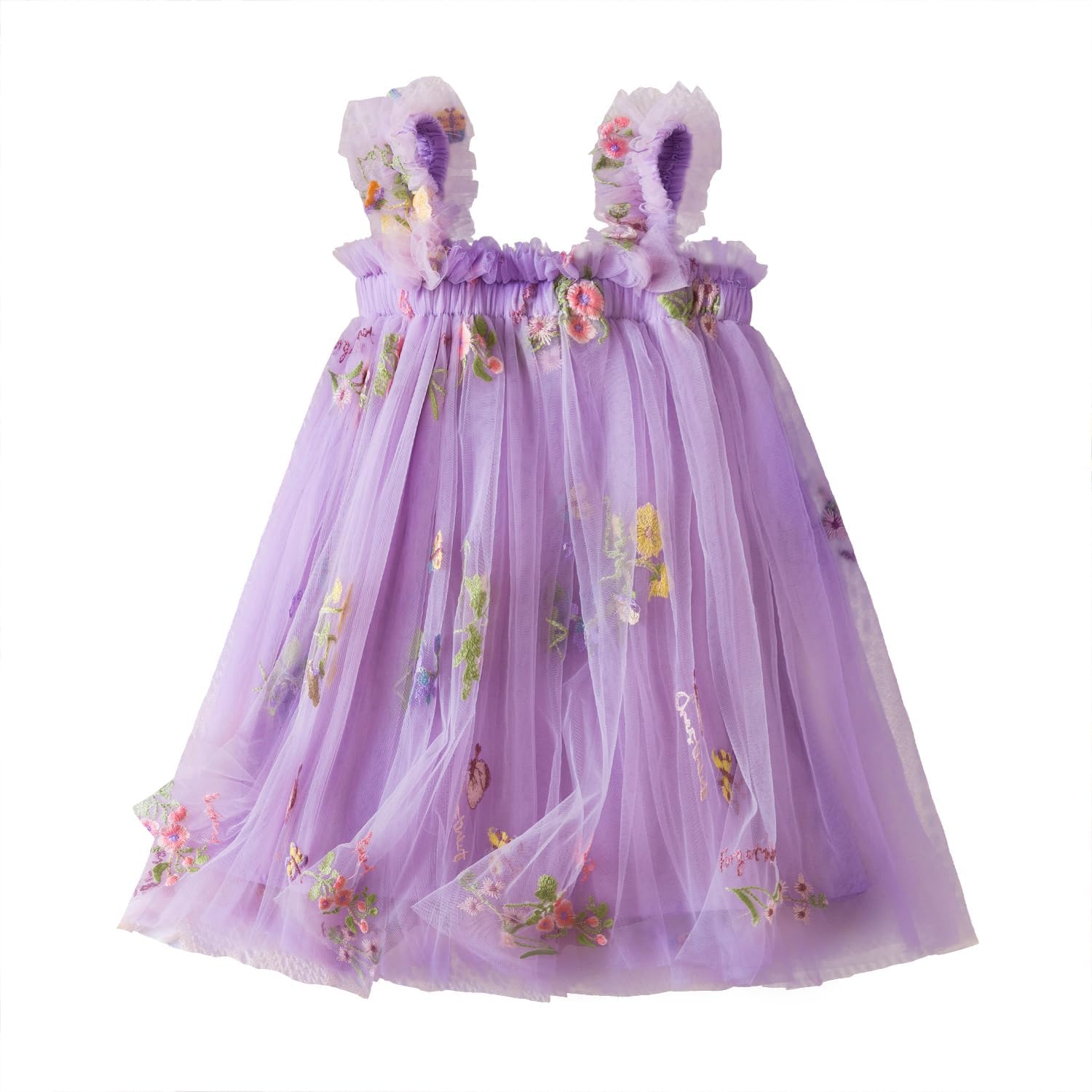 NNJXD Baby Girl Tulle Dress Casual Flower Embroidery Toddler Dresses