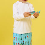 RUGGEDBUTTS Boys UPF50+ Stretch Swim Trunks - Gone Fishin, 3-6m Blue