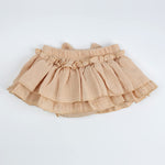 HOOLCHEAN Baby Girls Soft Cotton Gauze Ruffle Mini Skirt with Shorts (Khaki, L: 12-24 Months)