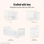 Dream On Me Jayden 4‑in‑1 Mini Convertible Baby Crib & Changer with Storage in White, Pinewood, GreenGuard Gold & BSA, 1” Mattress Pad, 3 Mattress Heights, Converts to Mini Day & Twin-Size Bed