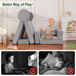 snow mini Modular Kids Play Couch 15PCS, Convertible Toddler Floor Sofa Set, Foam Play Sofa for Boys & Girls, Versatile Kids Furniture for Playroom, Climbing, Reading, Relaxing