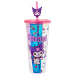 Silver Buffalo Sanrio Hello Kitty and Friends Kuromi Iridescent Plastic Cold Cup with Lid and Straw Topper, 24 Ounces