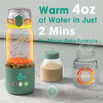 Portable Bottle Warmer for Travel — Novel Straw Lid, 80W Fast Heating, Dual Heating Modes for Breasmilk & Formula, 5 Temp Settings + Keep Warm, 12 Ounces Bottle Warmer On-The-Go Meet All-Day Needs