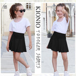 Kionio Toddler Baby Girl Skirts Flared Girls Mini Skorts Stretch Tennis Skater Uniform Athletic Skirts with Shorts Pockets Black
