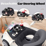 Baby Walker, 4-in-1 Baby Walker with Wheels Portable, Foldable Infant Toddler Walker for Boys Girls 6-18 Month,Removable Footrest,Car Steering Wheel & Music, Adjustable Push Walker Black