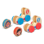 Melissa & Doug GO Tots Wooden Race Cars (2 Cars, 2 Disks) Stacking Toys For Infants, Hand Push Vehicles, Wooden Car Toys For Toddlers Ages 1+ - FSC-Certified
