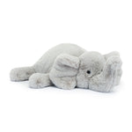 Plush elephant toy on a white background