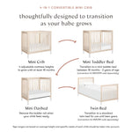 Babyletto Gelato 4-in-1 Convertible Mini Crib in Washed Natural and White, Greenguard Gold Certified