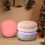 MOMCAYWEX Macaron Bean Bag Chair for Kids and Teens, Comfy Sherpa Pouf Ottoman for Kids and Adult, 27.5"×27.5"×13.5", Purple and Green