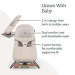 UPPAbaby Mira Bouncer Bundle, Includes Mira 2-in-1 Bouncer and Wonder Wheel Toy Bar, Seat Grows with Your Baby, Folds Flat, Sensory Entertainment – Charlie (Sand Mélange)