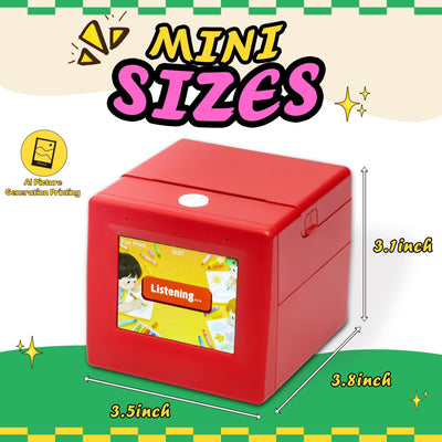 Zalmoxe Smart AI Voice Sticker Printer, Kids Toys Spark Imagination Intellectual Development, Mini Thermal Label Printer with Display, Inkless Portable Sticker Maker, 4 Rolls Paper