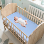 voomf Crib Mattress Dual Sided Memory Foam Baby Toddler Bed Mattress, 52" x 27.6" x 5.5" Soft Breathable Mattresses with Removable Machine Washable Cover, Fits Standard Cribs&Toddler Beds, White&Blue