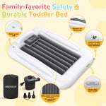 Abdtech Inflatable Toddler Travel Bed - Portable Toddler Bed for Kids - Comfortable Kids Air Mattress with 3 Sides Safety Bumpers - Toddler Blow Up Mattress with Sides for Camping Travel（53 Inches）