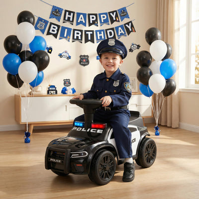 Costzon Police Car Ride On, Toddler Foot-to-Floor Sliding Car with Siren Sounds, Music & Flashing Lights, Under-Seat Storage, Kids Ride On Toys for Boys Girls 18+ Months