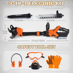 3-in-1 Kids Yard Tools - Kids Weed Wacker Toy, Kids Leaf Blower & Chainsaw, Kids Garden Tools with Safety Equipment, Realistic Lights & Sounds, Pretend Play Outdoor & Indoor Toys