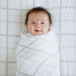Little Unicorn Premium Cotton Swaddle Baby Blanket | Breathable Fabric | for swaddling, Play, Nursing & More (Grey Plaid)