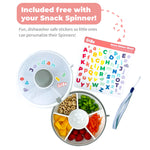 GoBe Kids Small Snack Spinner Flip Bundle with Hand Strap and Sticker Sheet - Reusable Snack Container with 5 Compartment Dispenser and Lid | BPA/PVC Free | Dishwasher Safe | No Spill - Lemon Yellow
