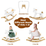 Belleur Rocking Horse for Kids 1-3 Years Old, Wooden Rocking Toy for Toddlers with Removable Fence for Indoor & Outdoor Activities, Baby Horse Riding Toy for Birthday & Visit Gifts