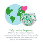green sprouts Girls' Snap Reusable Absorbent Swimsuit Diaper, Navy Flamingos, 18 M
