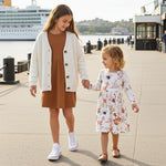 2 Packs Toddler Girls Longsleeve Crewneck Floral Dresses Forest Animals Longsleeve Dresses 4-5 Years