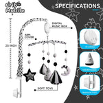 FEISIKE Baby Crib Mobile, Crib Toys Hanging with 35 Lullabies, 3 Modes Digital Musical Box（Turn Only, Music Only, Turn & Music Newborn Baby Toys Black/White for Boys and Grils