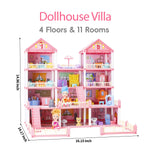 Princess Doll Houses,Dollhouse with 4-Story 11 Rooms,Doll House Playset with 4 Dolls 2 Pet,Playhouse Accessories and Furniture,Play Houses for Girls Ages 3 4 5 6 7 8 9 10 Year Old Toy Gift