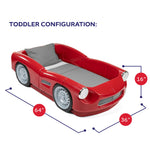 Step2 Roadster Toddler-to-Twin Bed, Crib to Twin Transition Race Car Bed, Adjustable, Ages 3+ Years Old, Easy Assembly, Red