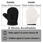 Baby Toddler Mittens Boys Girls Winter Outdoor Gloves Kids Easy-On Fleece Warm Mitterns Black Gray Navy 3 Pairs M（1-2 years）